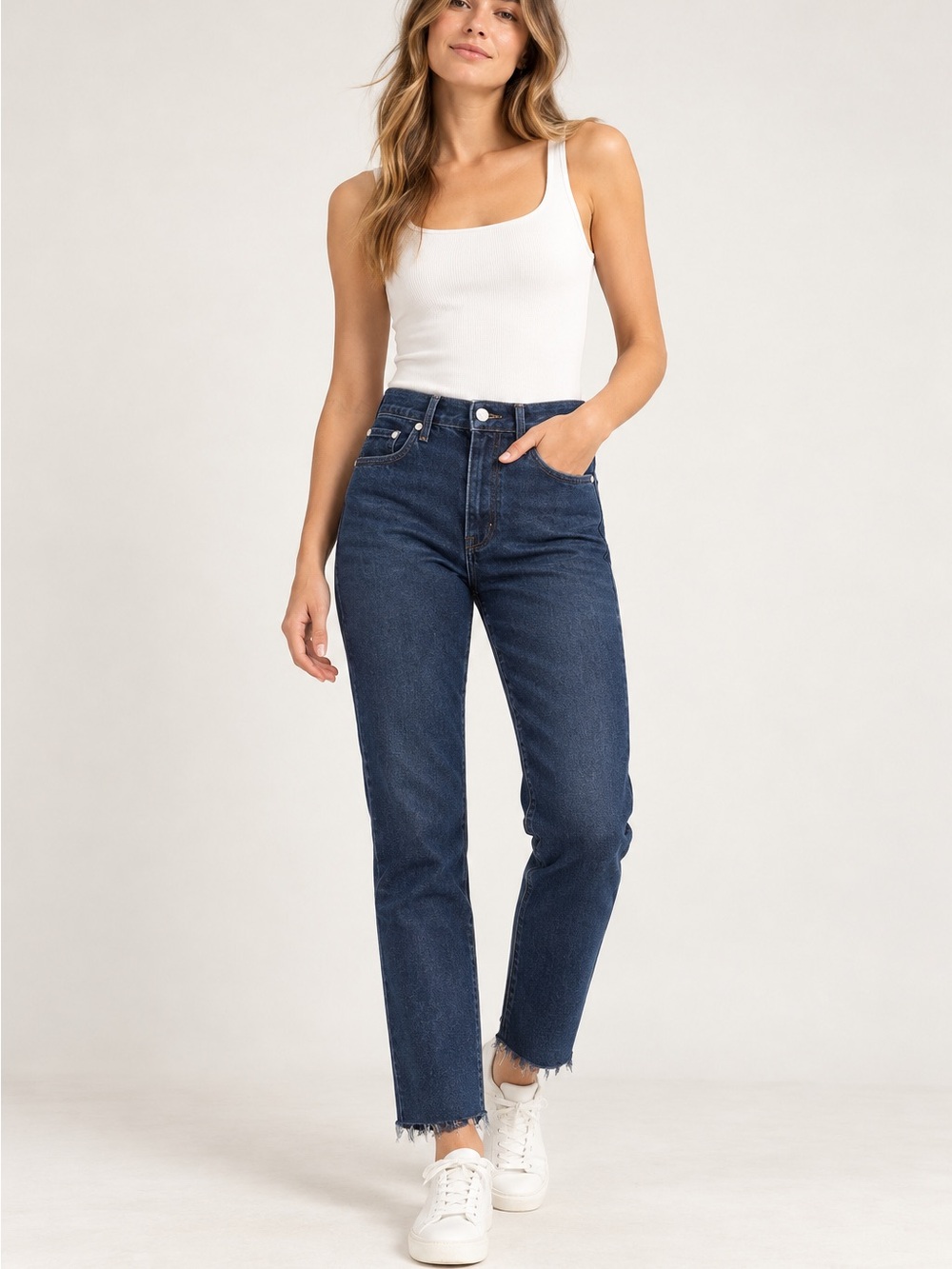AGOLDE Toni Mid-Rise Straight Crop Jeans - Dark Indigo - Size 25
